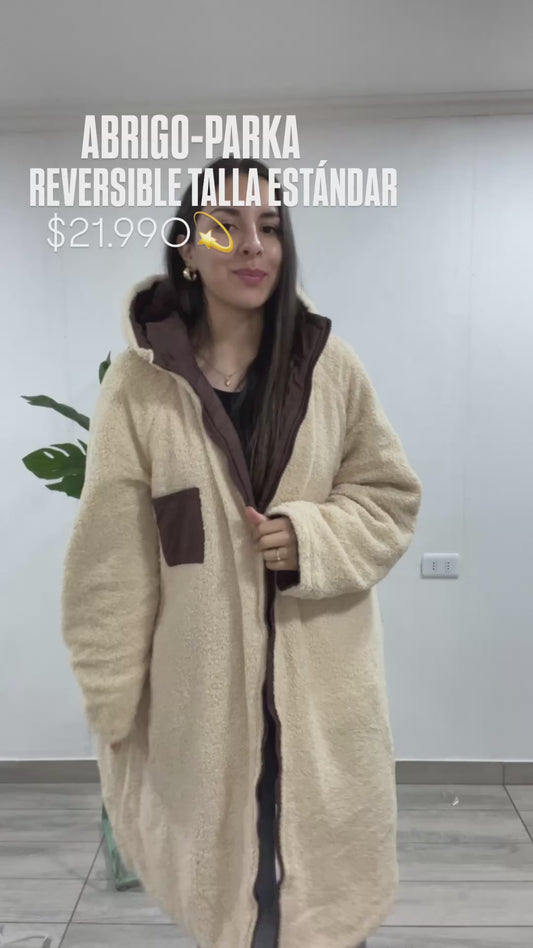 REVERSIBLE TEDDY TALLA OVERSIZE CAFÉ